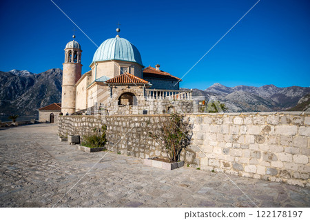 Saint George Island and Church of Our Lady of the Rocks near Perast in Montenegro. Boka Kotor bay, Europe. Saint George Island and Church of Our Lady of the Rocks near Perast in Montenegro. Boka Kotor bay, Europe. 122178197