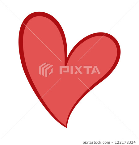 Valentine red heart icon. Heart shape, love, romance valentines day. Hand drawn Trendy flat style Valentine red heart icon. Heart shape, love, romance valentines day. Hand drawn Trendy flat style 122178324