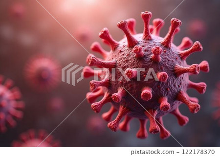 red blood cells, bacteria, macro shot in 122178370