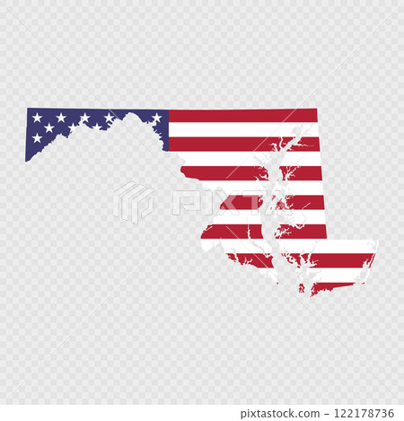 Maryland state map with American national flag. Maryland state map with American national flag. 122178736