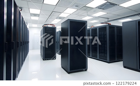 Server Room with Black Cabinets 122179224