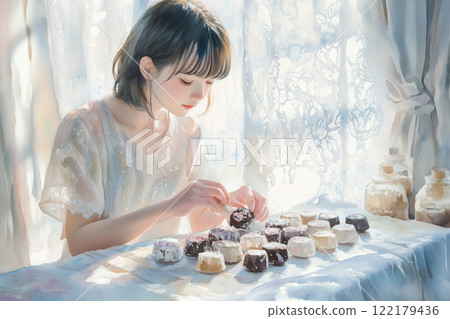 用水彩畫製作情人節巧克力 | 與日本女人的甜蜜愛情場景 122179436