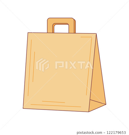 Eco packaging in flat design. Paper delivery bag, take away grocery pack. Vector illustration isolated. 122179653