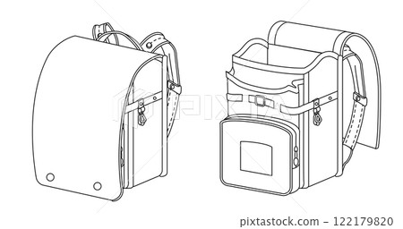 書包開/關套裝服裝模板線描 122179820