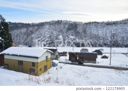 JR東日本飯山線從森宮之原站到西大瀧站的風景（2022年12月） 122179905