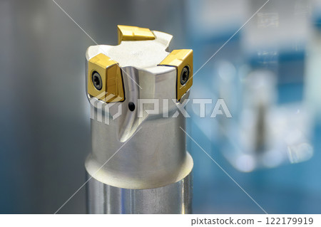 Close up scene the indexable tool for roughing process. Close up scene the indexable tool for roughing process. 122179919