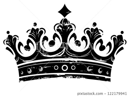 Vintage crown of a king or queen, ink drawing. Kingdom crown, in engraving style 122179941