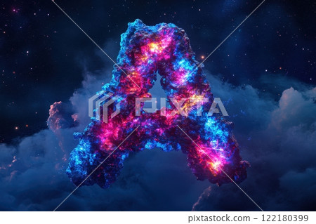 A colorful letter A made of smoke and fire 122180399