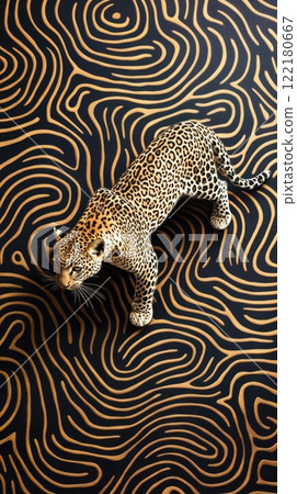 Leopard on Abstract Patterned Background-插圖素材 [122180667] - PIXTA圖庫