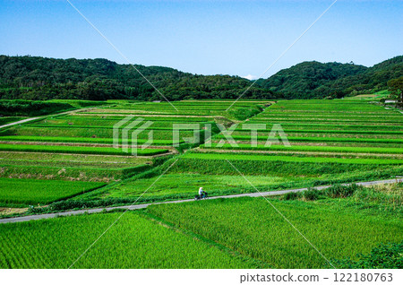 藍天下,農民走過梯田 藍天下,農民走過梯田 122180763