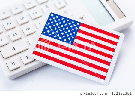 American flag and calculator 122181391