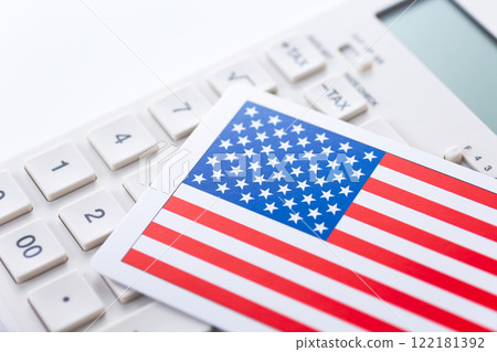 American flag and calculator 122181392