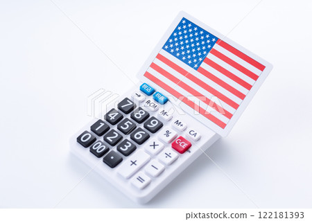 美國國旗和計算器 122181393