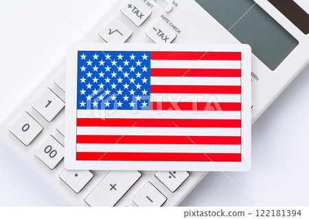 American flag and calculator 122181394