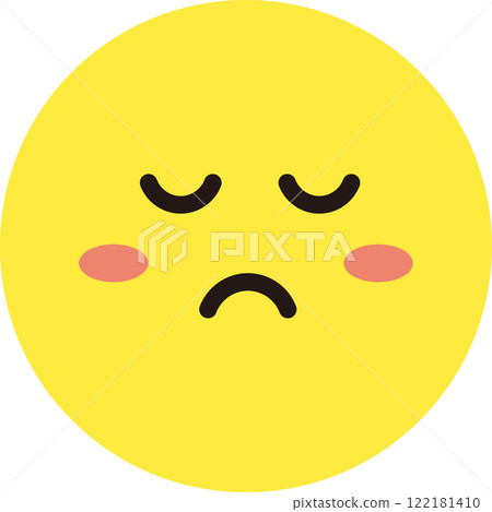 Face expression icon yellow simple circle single bad mood displeased 122181410
