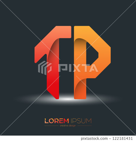Creative design of the letters T and P. A template for a corporate brand, logo, and business card. A recognizable element of the brand name. The idea of thematic creativity 122181431