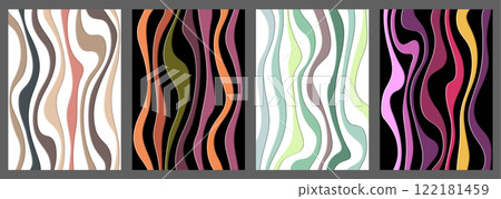 A colorful composition of sinuous lines. Colored curved lines with varying widths. Template for backgrounds, textures and creative design A colorful composition of sinuous lines. Colored curved lines with varying widths. Template for backgrounds, textures and creative design 122181459