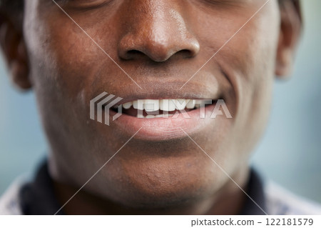 Close up of a Black man's face 122181579