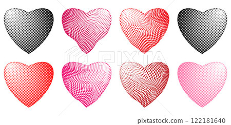 Halftone Hearts Vector Set 122181640