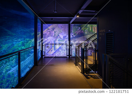 Panorama image composition showing the ancient city of Pergamon on the west coast of Asia Minor, by artist Yadegar Asisi in Berlin, Germany 122181751