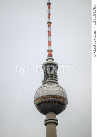 Berliner Fernsehturm, Berlin TV tower, tallest structure in Germany and iconic landmark on Alexanderplatz in Berlin, Germany 122181766