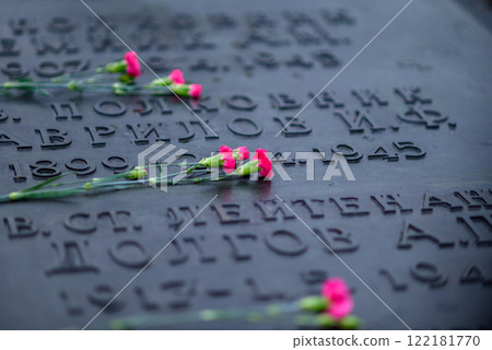 Roses at Soviet War Memorial in Tiergarten park in Berlin, Germany Roses at Soviet War Memorial in Tiergarten park in Berlin, Germany 122181770