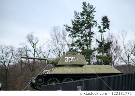 T-34 tank at Soviet War Memorial in Tiergarten park in Berlin, Germany T-34 tank at Soviet War Memorial in Tiergarten park in Berlin, Germany 122181773