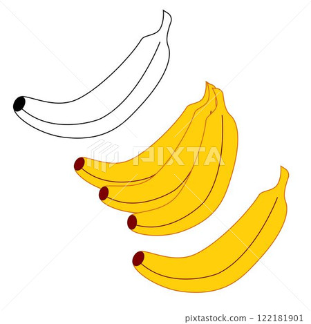 Banana coloring pages for kids. vector graphic line Banana. Banana line art  for coloring books isolated on white background. Kindergarten and preschool worksheets printable for kids. 122181901