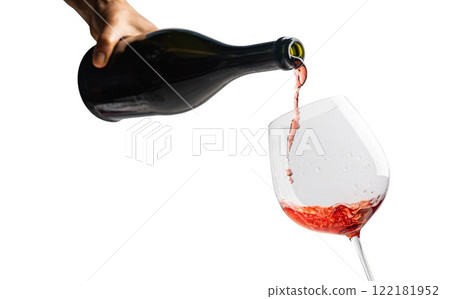 Detail of man hand pouring red wine in a glass 122181952