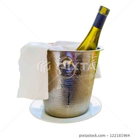 a bottle of wine in an ice bucket 122181964
