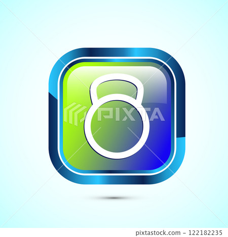 Kettlebell icon design illustration. Weight icon for weight lifting, fitness, and gym workouts. Button design 122182235