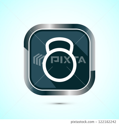 Kettlebell icon design illustration. Weight icon for weight lifting, fitness, and gym workouts. Button design 122182242