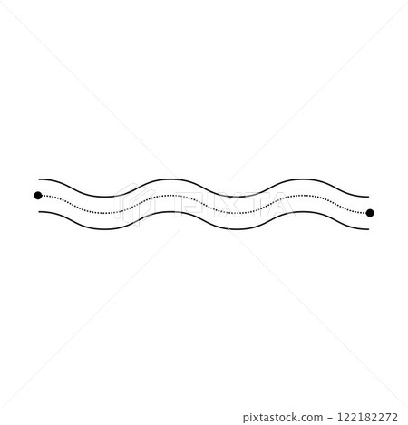 Tracing line dotted horizontal zig zag wavy element for kids worksheet, dotted line for writing, drawing and motor skills development illustration 122182272