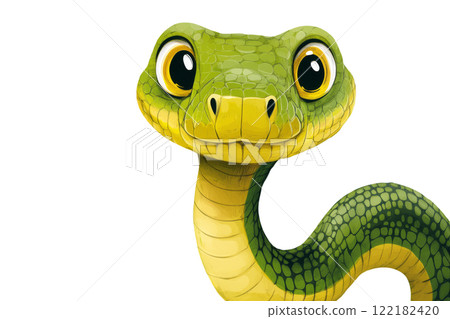 Illustration of a green snake on a transparent background Png 122182420