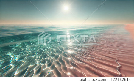 Clear turquoise waters and pink sand 122182614