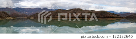 Mountain reflections in the Boivlla lake, Albania 122182640