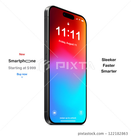 new frameless smartphone grey color with colorful screen saver, isolated on white background. mockup of realistic and detailed mobile phone with shadow. vector 3d isometric illustration new frameless smartphone grey color with colorful screen saver, isolated on white background. mockup of realistic and detailed mobile phone with shadow. vector 3d isometric illustration 122182863
