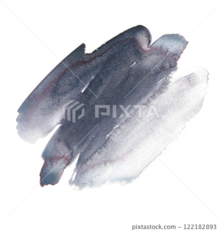 A gray watercolor spot. An illustration made by hand in watercolor on paper. Abstract element of paper design in grunge style. It is ideal for postcards, greetings and invitations, packages, banners. A gray watercolor spot. An illustration made by hand in watercolor on paper. Abstract element of paper design in grunge style. It is ideal for postcards, greetings and invitations, packages, banners. 122182893
