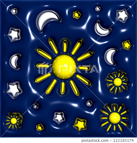 Sun, moon and stars in the form of inflatable balls Sun, moon and stars in the form of inflatable balls 122183174