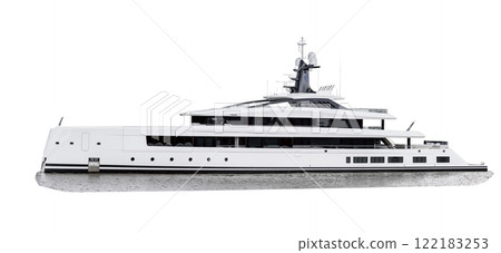 Luxury super yacht isolated on white background. Large mega yacht. Modern motor yacht. Luxury super yacht isolated on white background. Large mega yacht. Modern motor yacht. 122183253