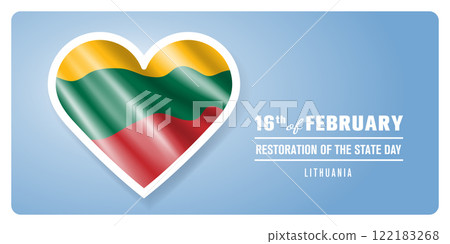 Lithuania happy Restoration of the state day greeting card, banner vector illustratio Lithuania happy Restoration of the state day greeting card, banner vector illustratio 122183268