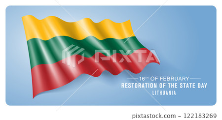 Lithuania Restoration of the state day vector banner, greeting card 122183269