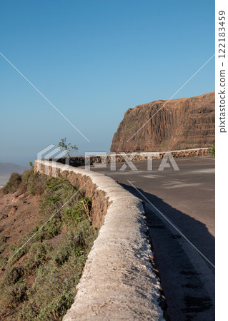 Stone fence and a mountain, Lanzarote, Spain Stone fence and a mountain, Lanzarote, Spain 122183459