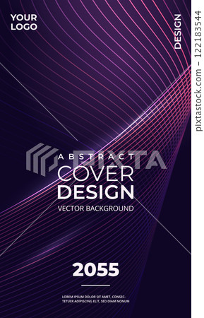 Abstract modern vertical cover background with glowing purple and pink wavy lines Abstract modern vertical cover background with glowing purple and pink wavy lines 122183544