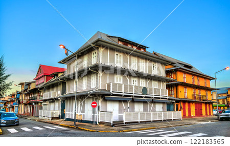 Traditional architecture of the old town of Cayenne, the capital of French Guiana in South America Traditional architecture of the old town of Cayenne, the capital of French Guiana in South America 122183565