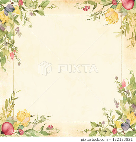 Square blank vintage floral paper background for printable digital paper, art stationery and greeting card illustration idea 122183821