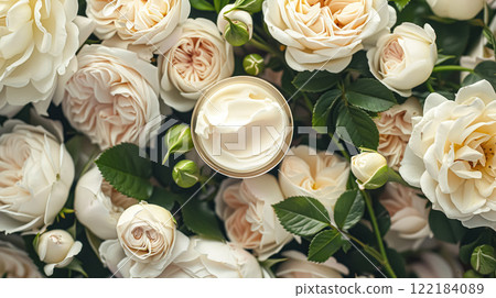 Face cream moisturiser as skincare and bodycare product with flowers background, spa and organic beauty cosmetics for natural skin care routine 122184089