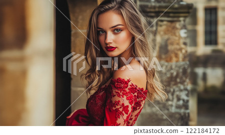 Beautiful woman, natural makeup face portrait, lifestyle idea 122184172