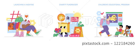 National Puppy Day Illustration. Celebrating the love for puppies and promoting awareness through hashtags and charity events. Engaging with community education about pet care and adoption. Vector 122184260