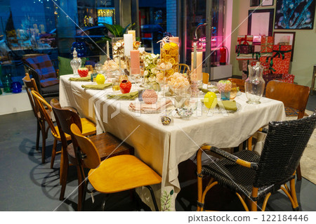 beautifully set table for a party 122184446